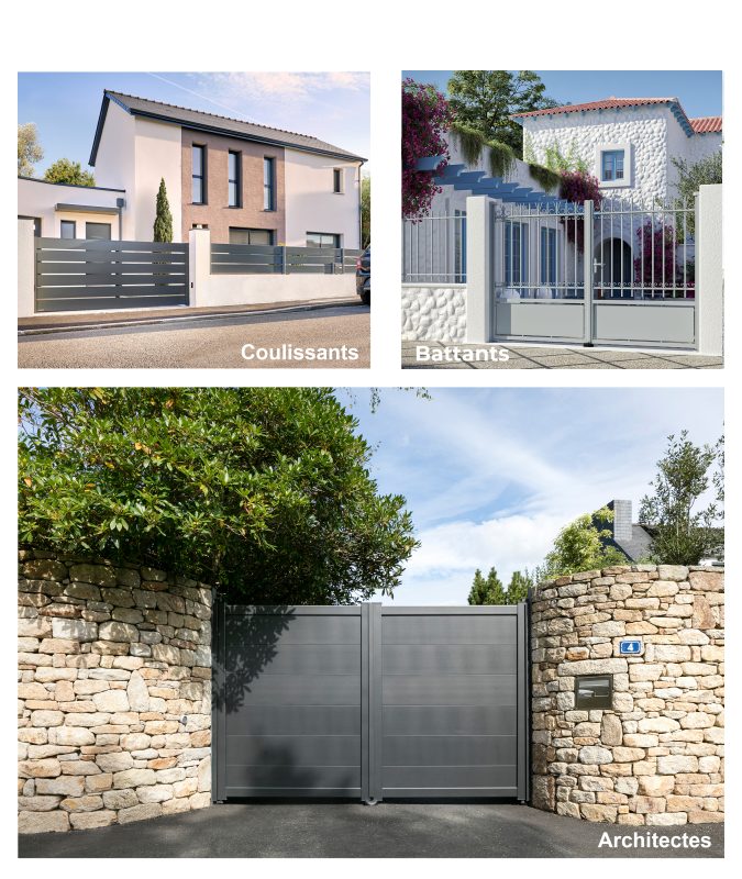 Gamme de portails personnalisables coulissants, battants et architectes – offres -10% pendant le mois du Portail chez AMV
